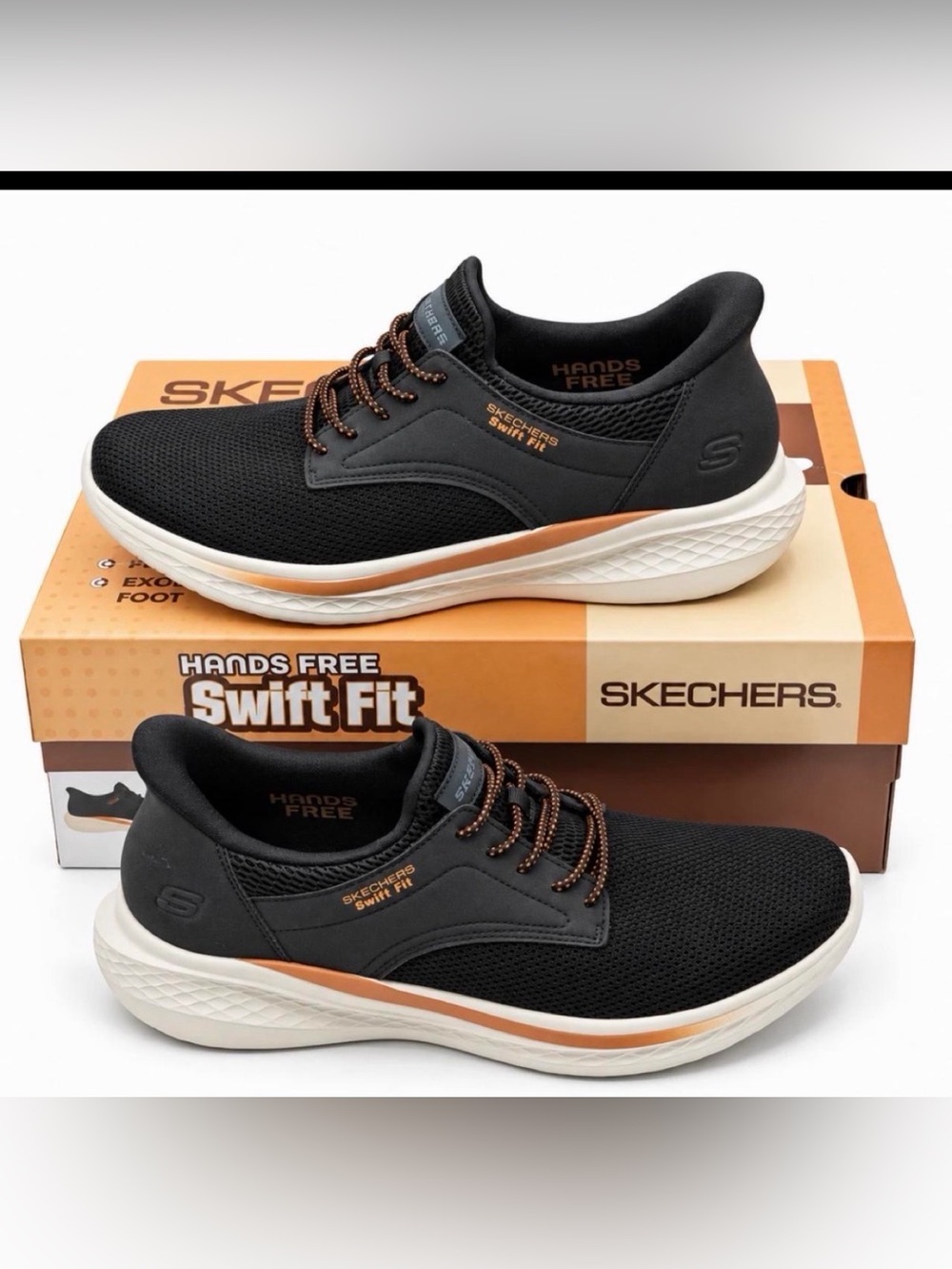 Skechers Swift Fit Mens Black Hands Free Memory Foam Walking Sneakers size 9 M